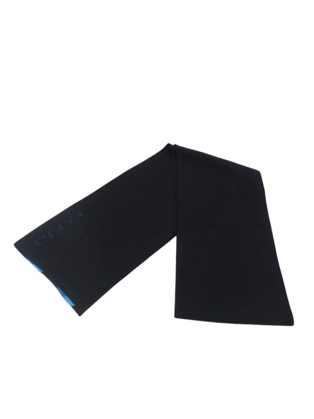 Gucci Stripe Wool Muffler Reversible Black Blue Scarf - Picture 4 of 7